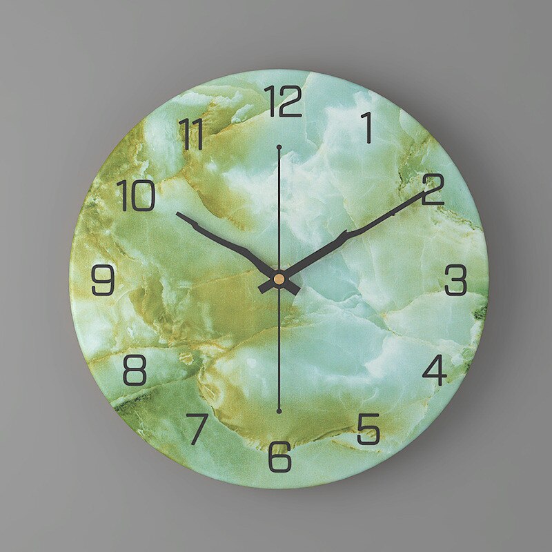 11.81-Inch Decorative Wall Clock with Marble Design and Silent Quartz Mechanism