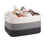 Large Rectangular Rope Storage Basket with Handles for Laundry