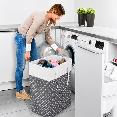 75L Waterproof Laundry Basket - Foldable Fabric Hamper with Handles
