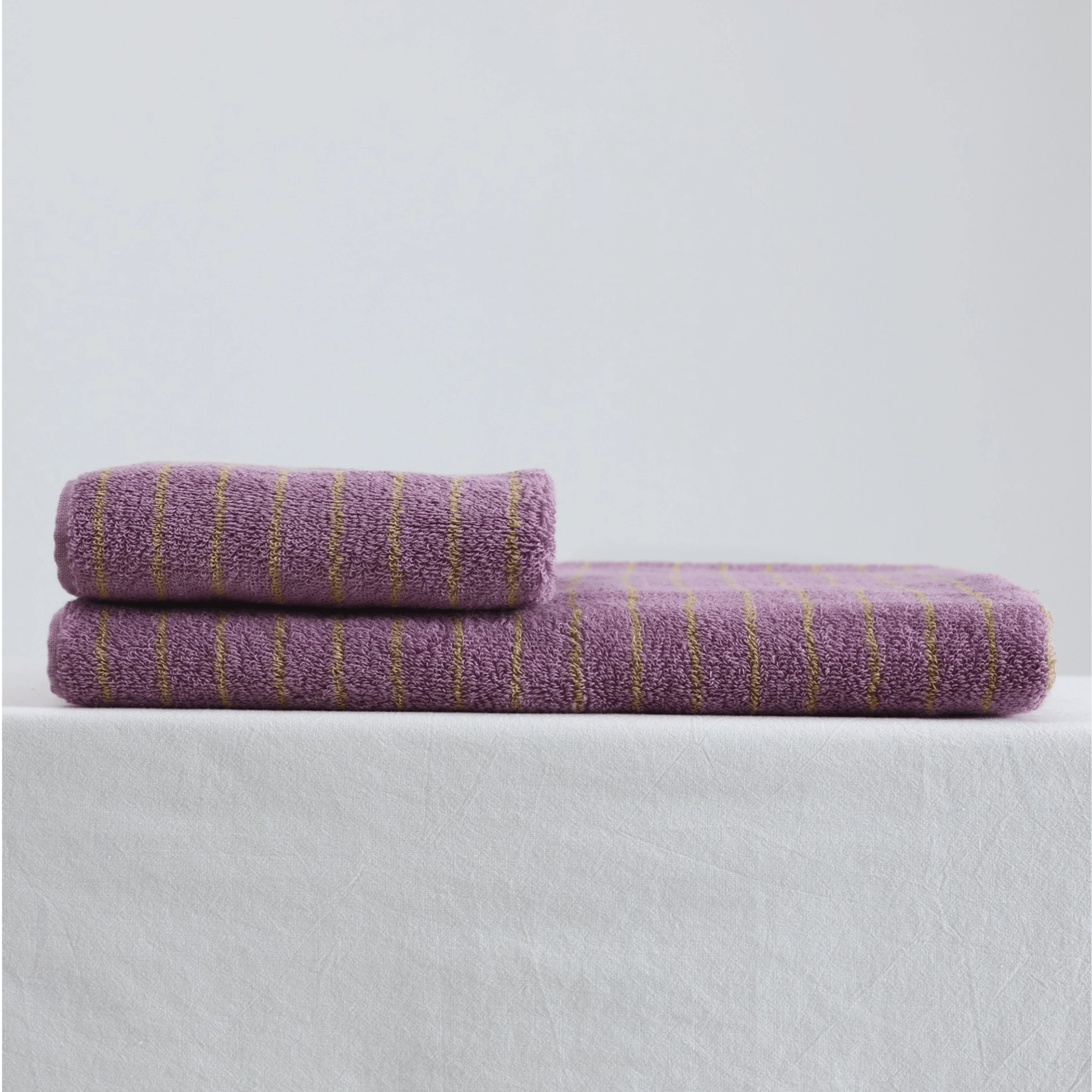 Chic Lavender Striped Cotton Bath Towel