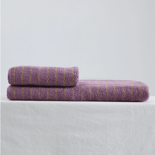 Chic Lavender Striped Cotton Bath Towel