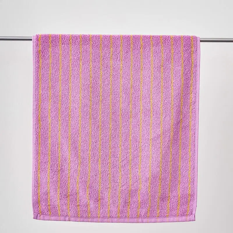 Chic Lavender Striped Cotton Bath Towel