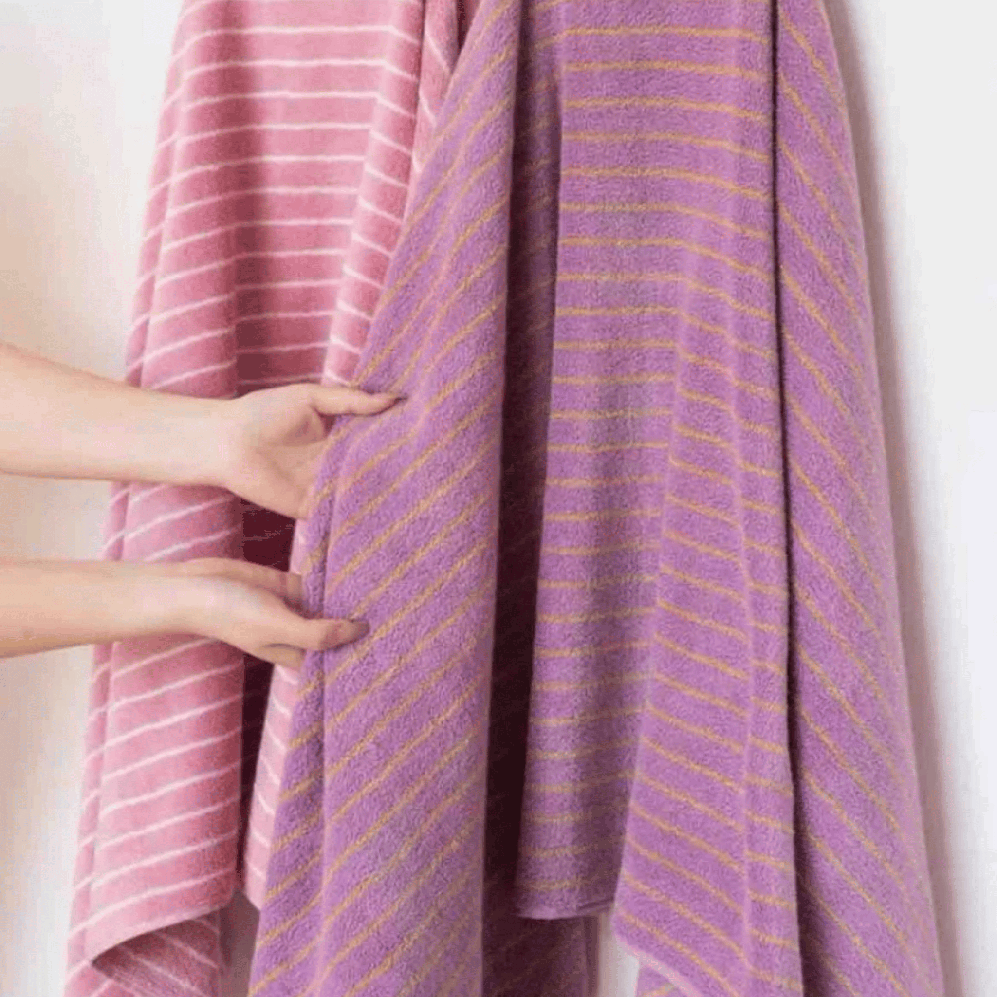 Chic Lavender Striped Cotton Bath Towel