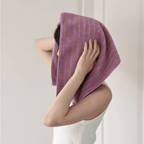 Chic Lavender Striped Cotton Bath Towel