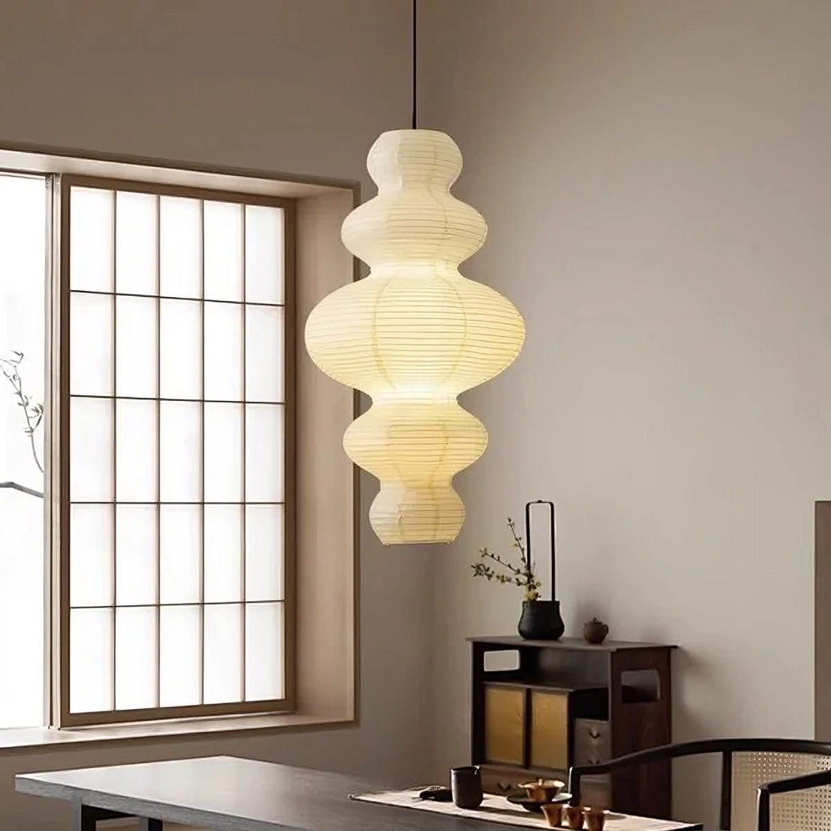 Pendant Light with Layered Rice Paper Design