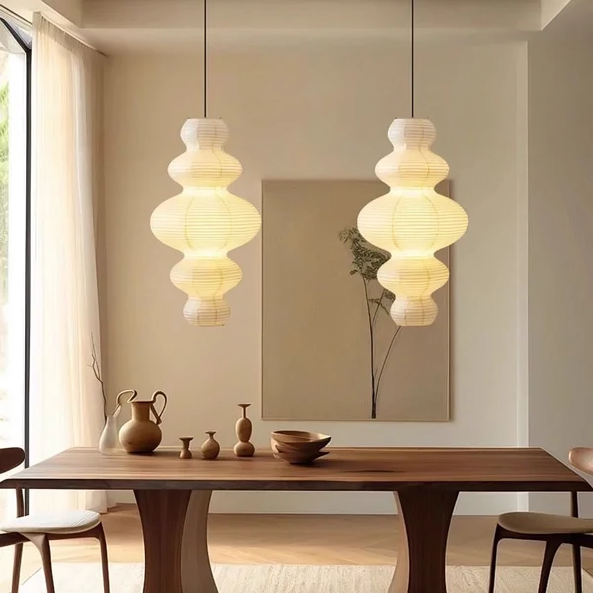 Pendant Light with Layered Rice Paper Design