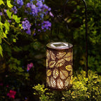 Garden Lantern with Leaf Design – Cylindrical Solar Light