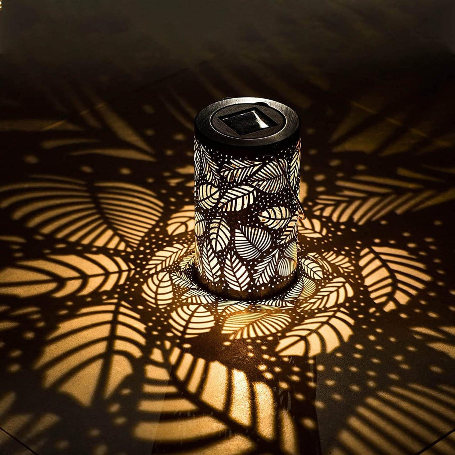 Garden Lantern with Leaf Design – Cylindrical Solar Light