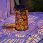 Garden Lantern with Leaf Design – Cylindrical Solar Light