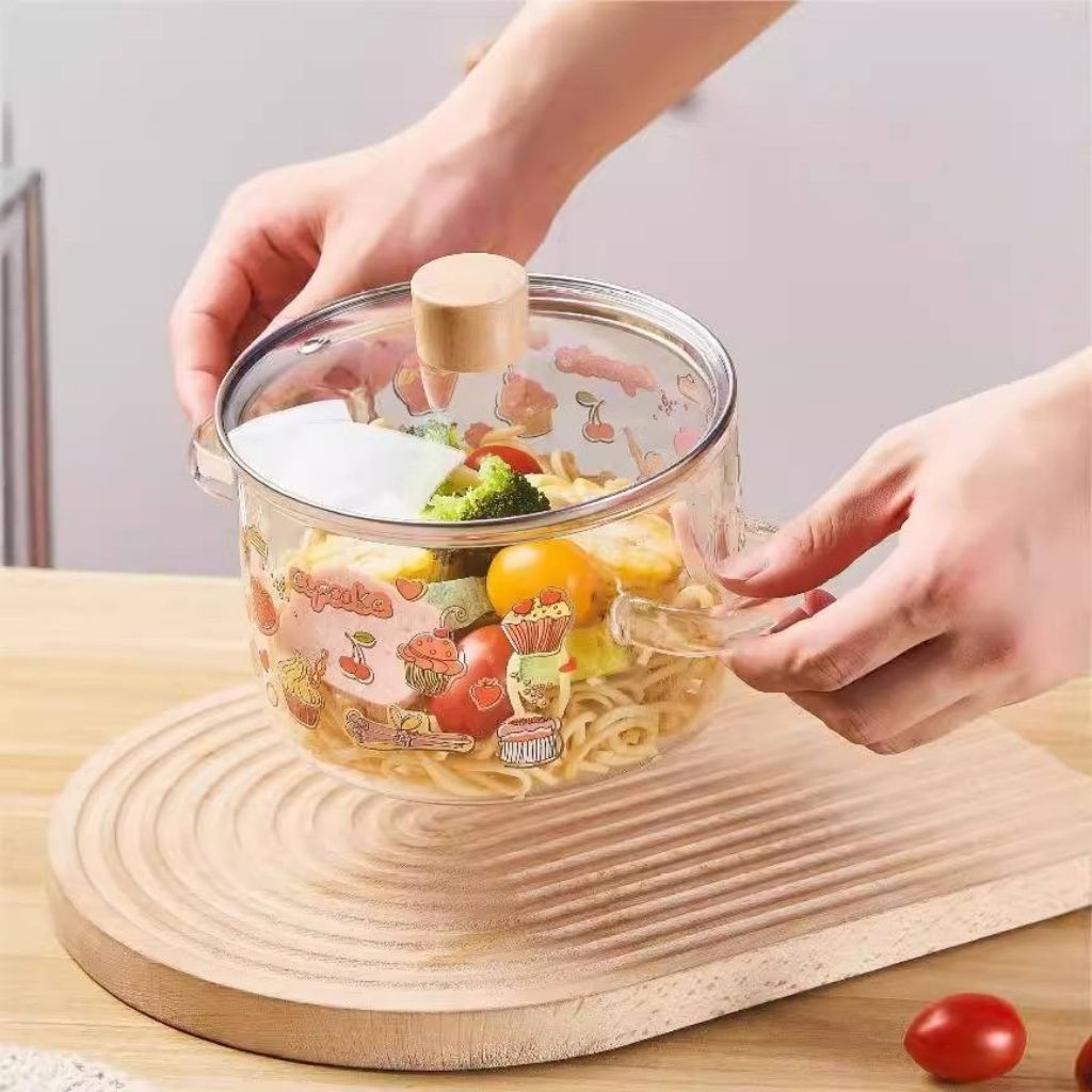 Charming Glass Cooking Pot with Clear Lid and Handles
