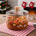 Charming Glass Cooking Pot with Clear Lid and Handles
