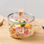 Charming Glass Cooking Pot with Clear Lid and Handles