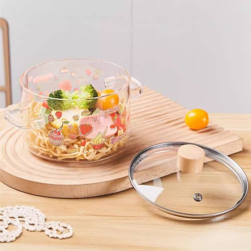 Charming Glass Cooking Pot with Clear Lid and Handles