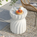 Off-White Hourglass Concrete Side Table – Lightweight for Indoor/Outdoor