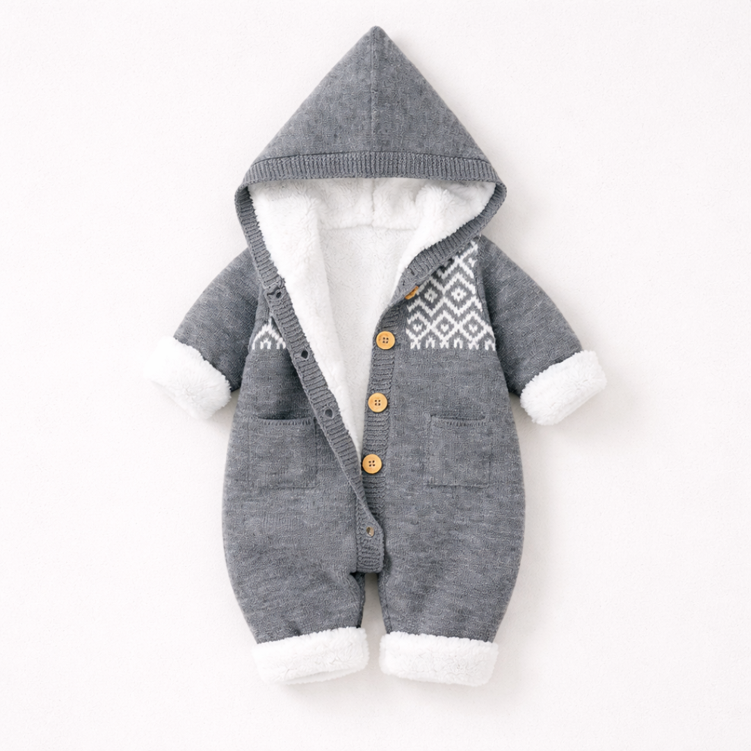 Pink Knit Baby Suit with Hood