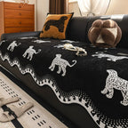 Microfiber Blend Sofa Slipcover - African Pattern with Wavy Design
