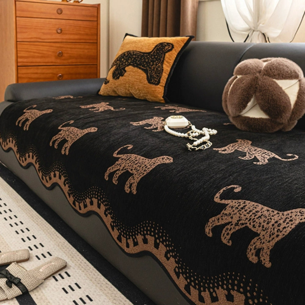 Microfiber Blend Sofa Slipcover - African Pattern with Wavy Design