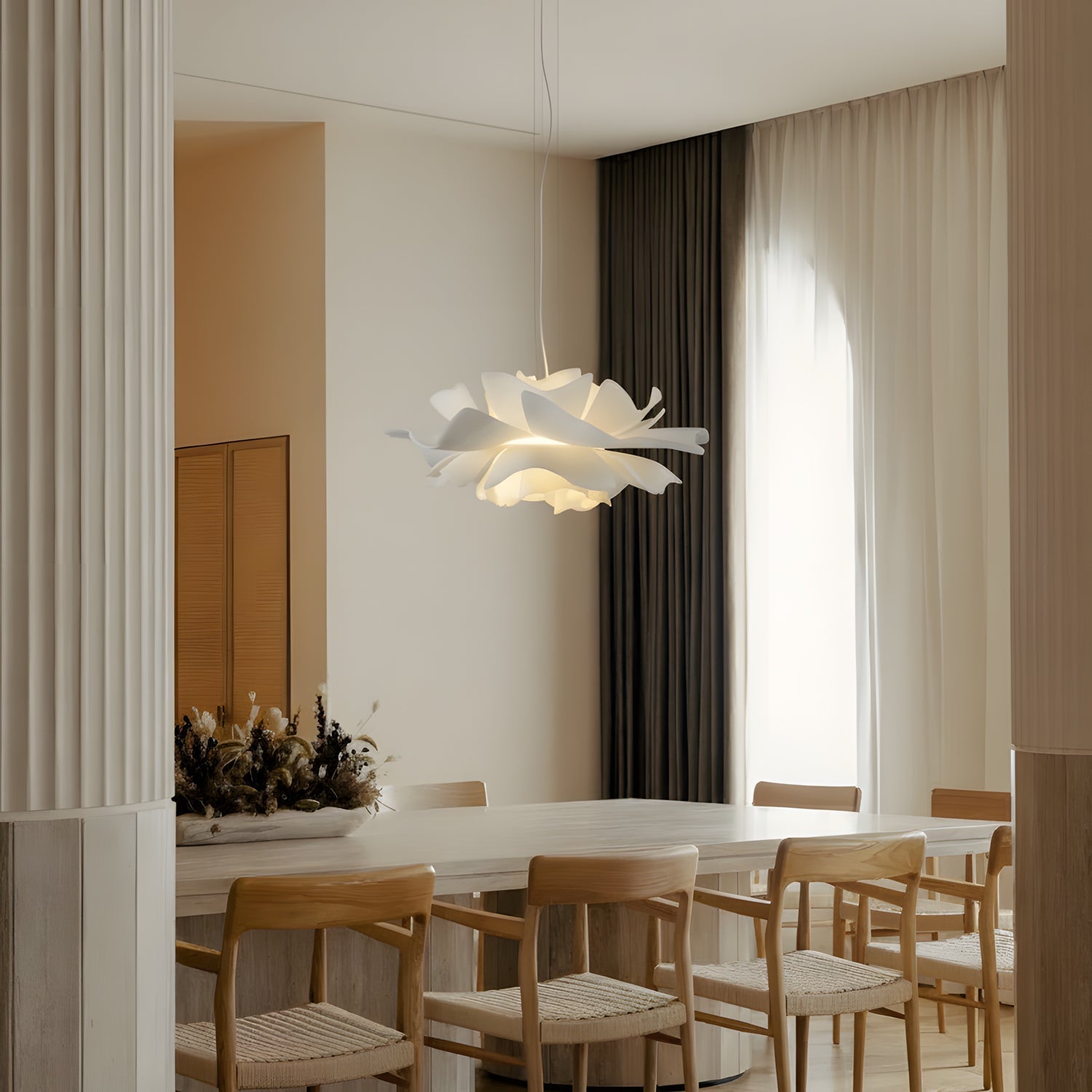 Soft Ivory Glass Pendant Light for Contemporary Interiors