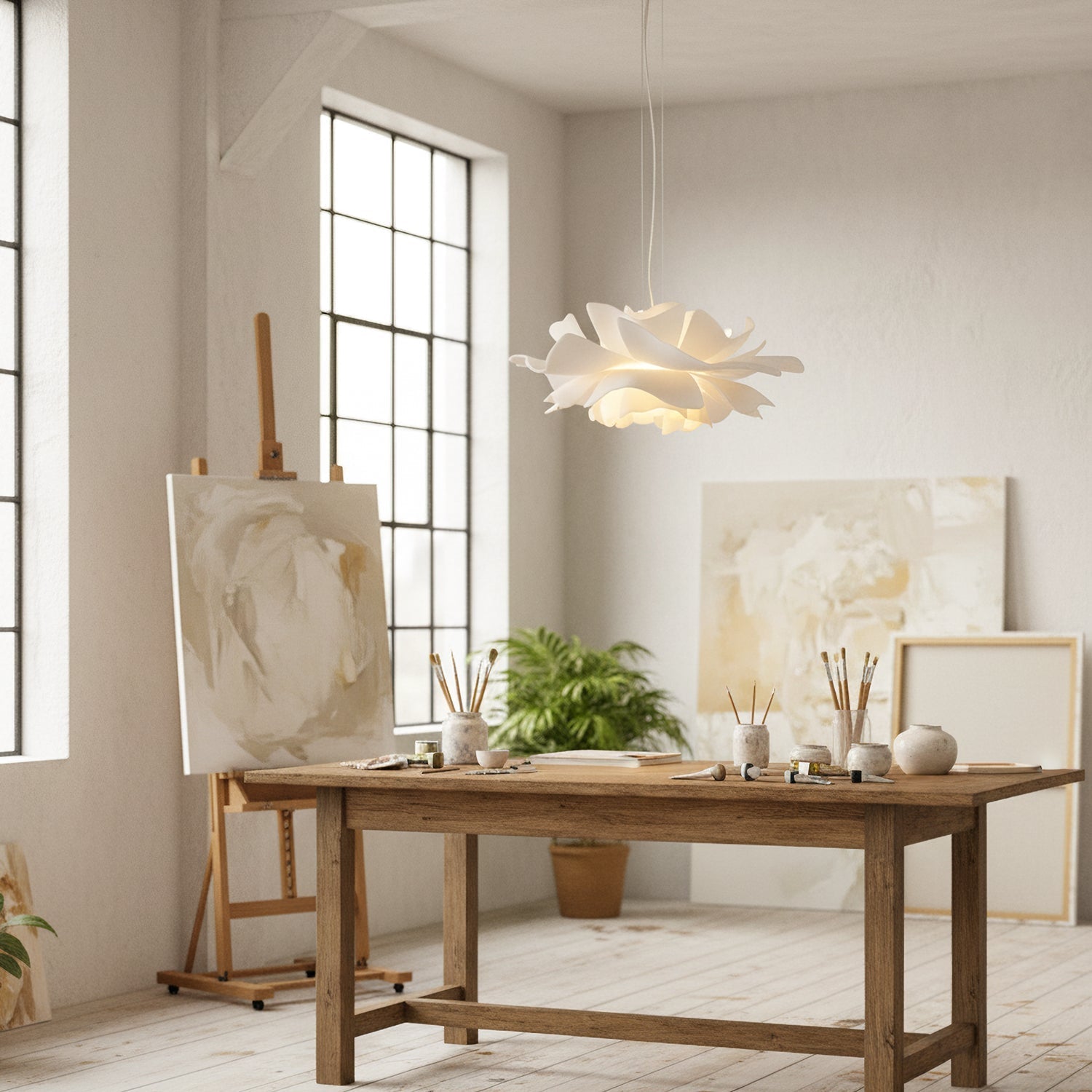 Soft Ivory Glass Pendant Light for Contemporary Interiors