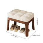 Comfortable Low Stool in PU Leather and Solid Wood for Entryway or Living Room