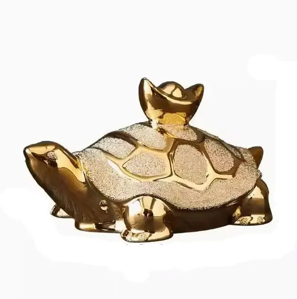 Elegant Frosted Gold Tortoise Art Piece