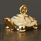 Elegant Frosted Gold Tortoise Art Piece