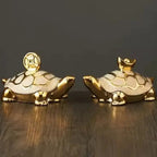 Elegant Frosted Gold Tortoise Art Piece