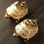 Elegant Frosted Gold Tortoise Art Piece
