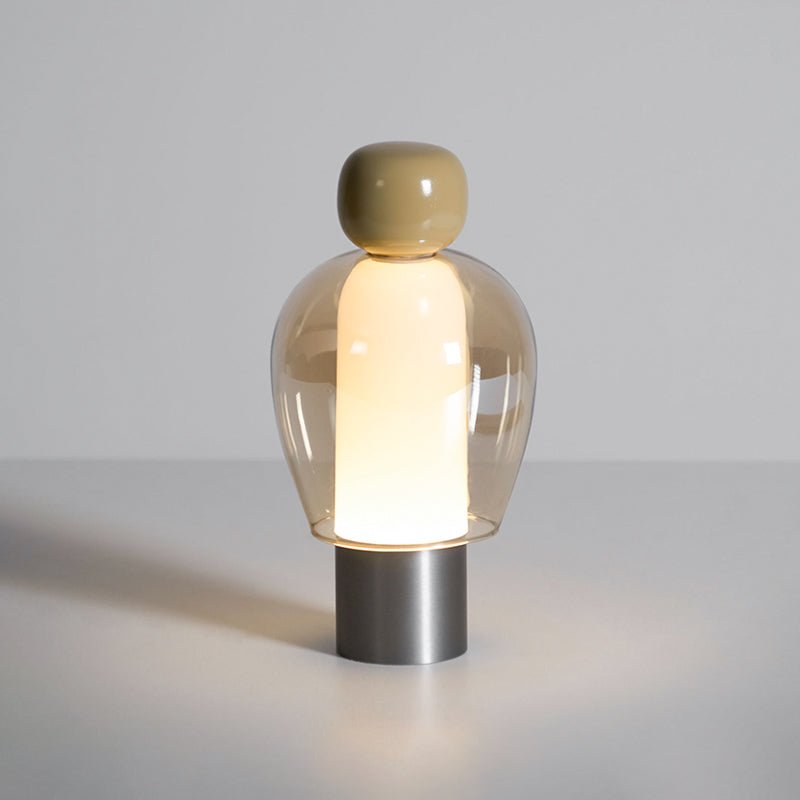 Rechargeable Glass Table Lamp with Infinite Dimming - Elegant Design