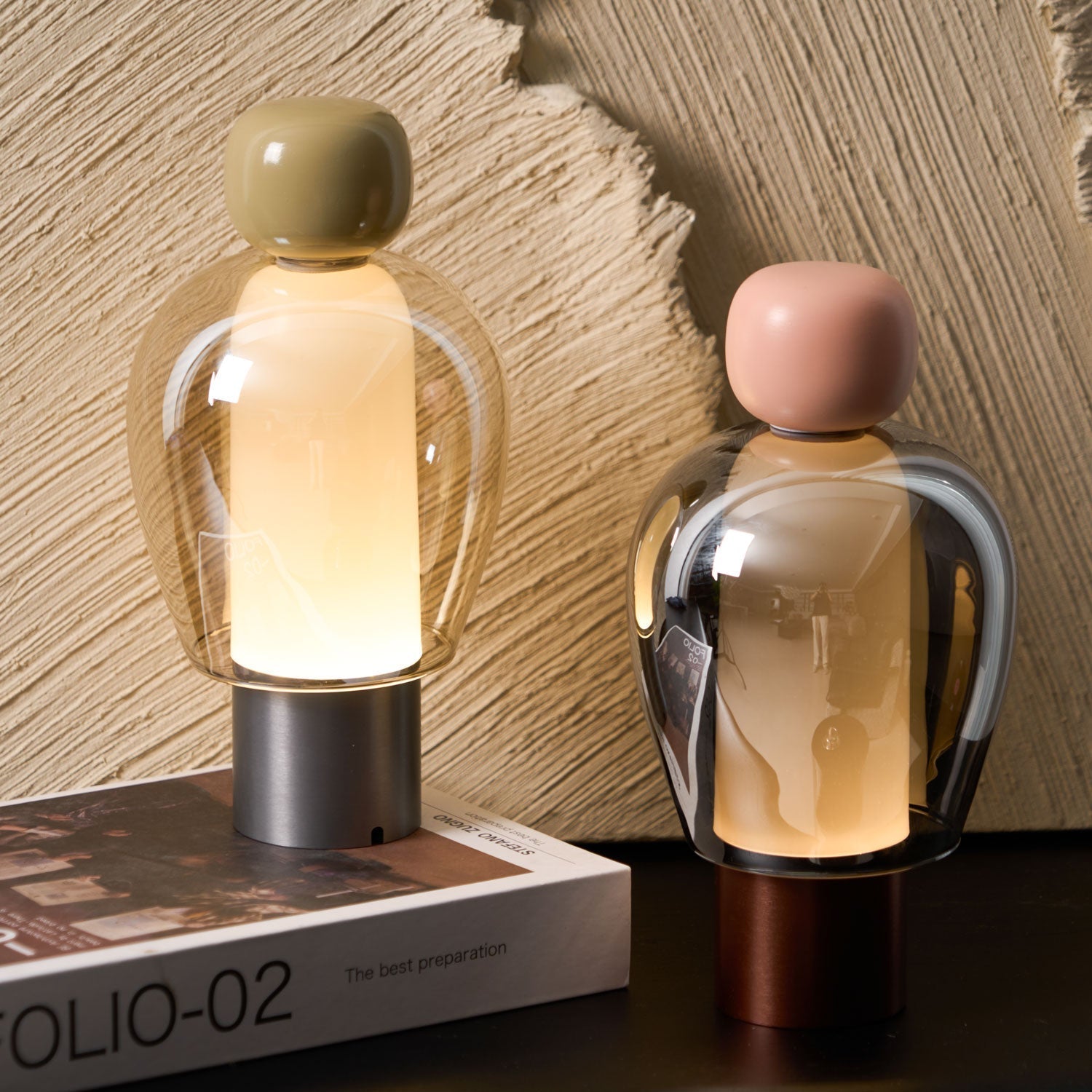 Rechargeable Glass Table Lamp with Infinite Dimming - Elegant Design