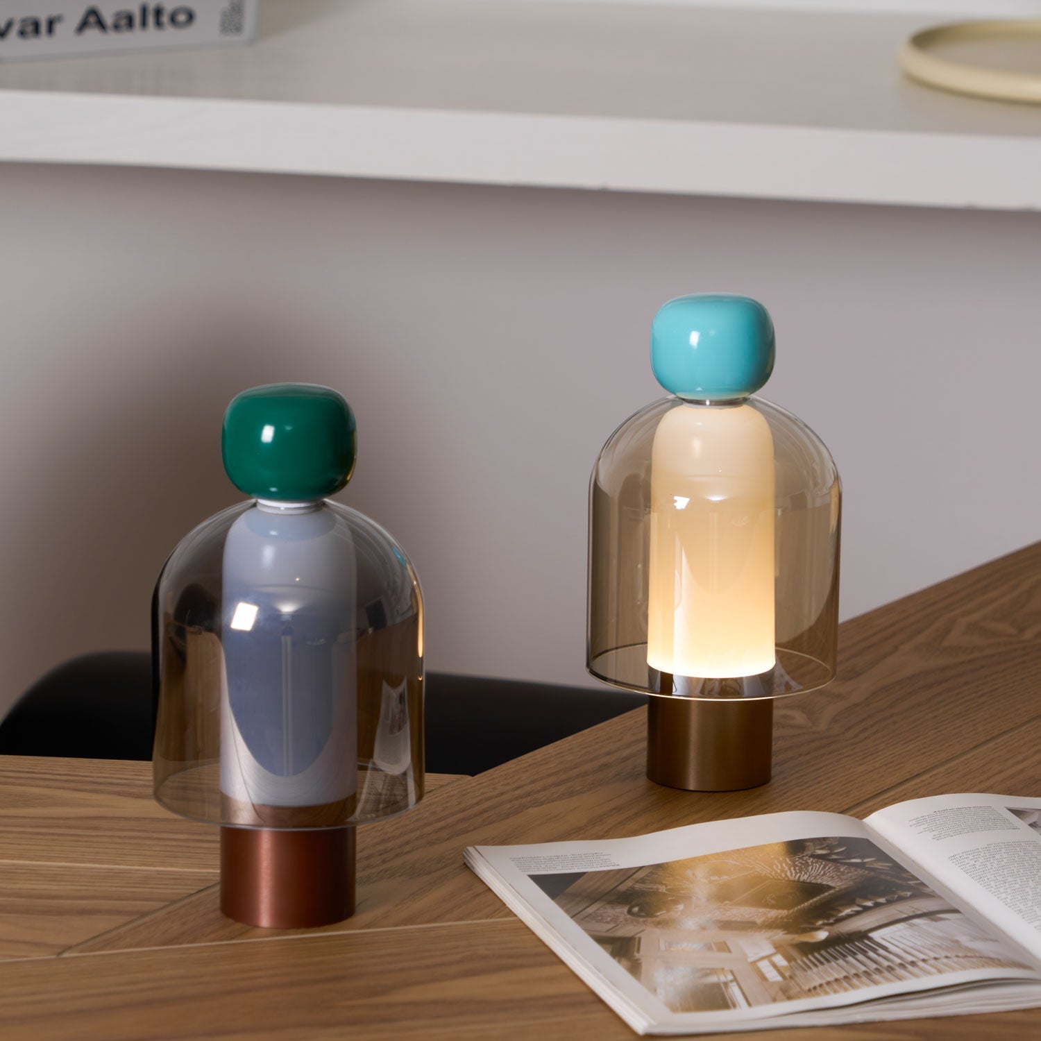 Rechargeable Glass Table Lamp with Infinite Dimming - Elegant Design