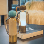 Rechargeable Glass Table Lamp with Infinite Dimming - Elegant Design