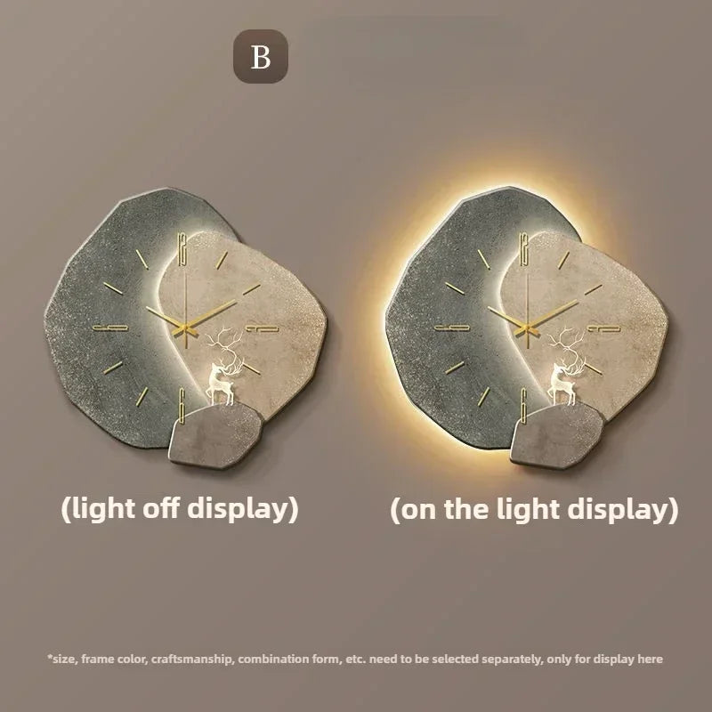 Modern Large Wall Clock with Silent Quartz Movement and LED Lighting