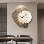 Modern Large Wall Clock with Silent Quartz Movement and LED Lighting