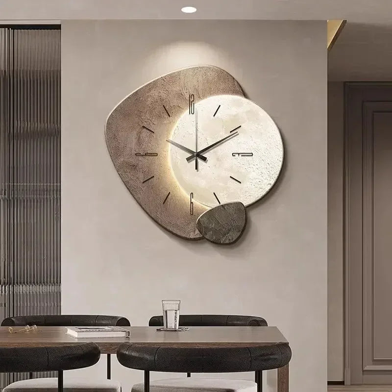 Modern Large Wall Clock with Silent Quartz Movement and LED Lighting