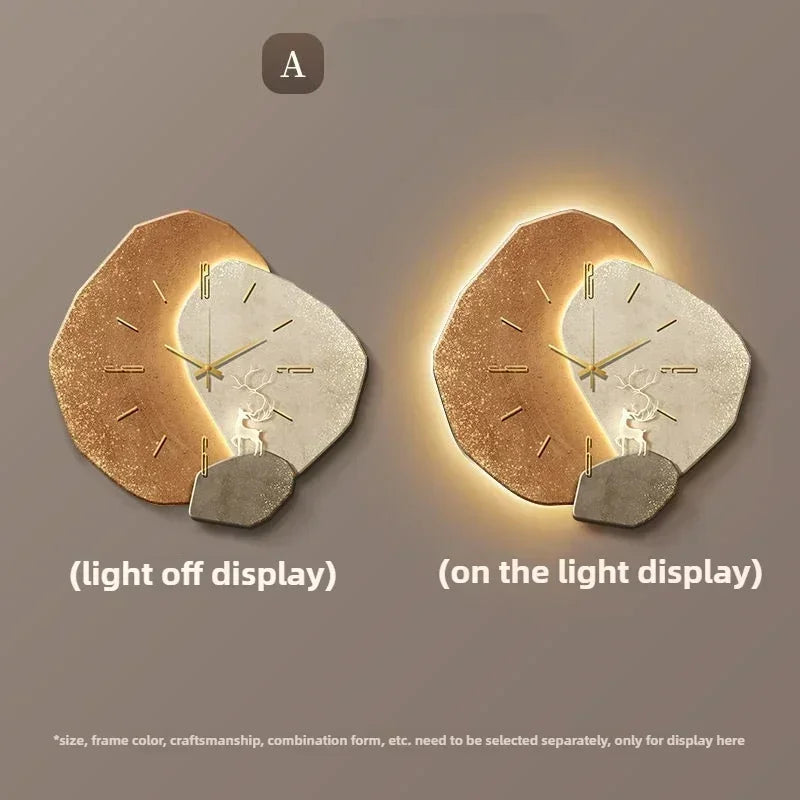 Modern Large Wall Clock with Silent Quartz Movement and LED Lighting