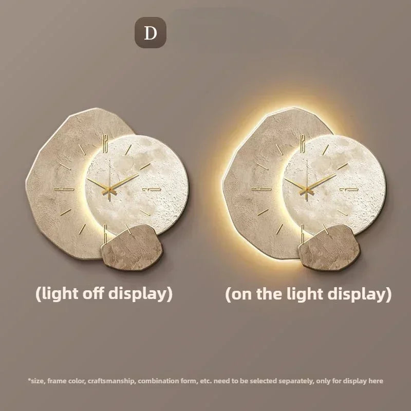 Modern Large Wall Clock with Silent Quartz Movement and LED Lighting