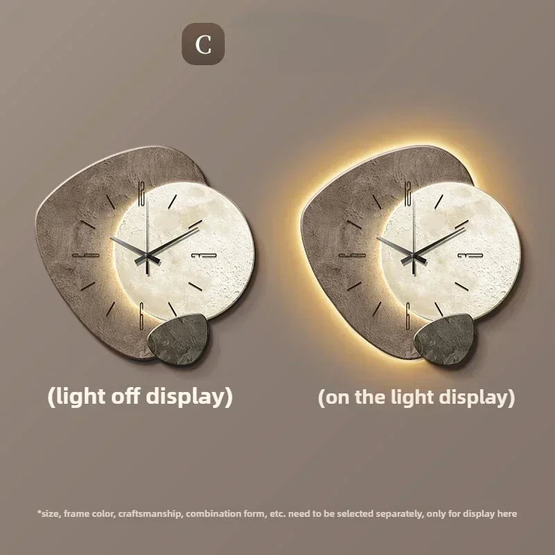Modern Large Wall Clock with Silent Quartz Movement and LED Lighting