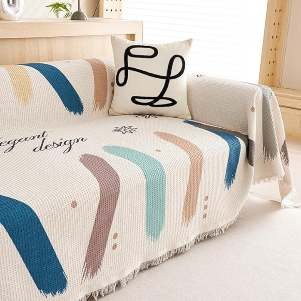 Abstract Design Sofa Cover in Cotton-Microfiber Blend, Pet-Friendly