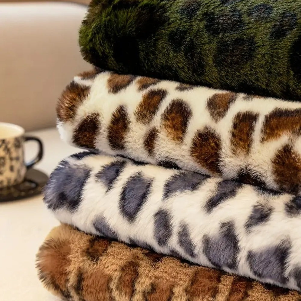 Plush Microfiber Sofa Cover in Leopard Print Design