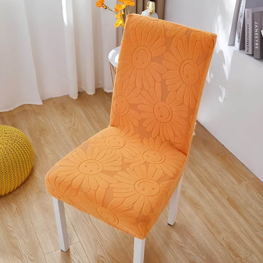 Stretch Chair Cover with Smiley Flower Design