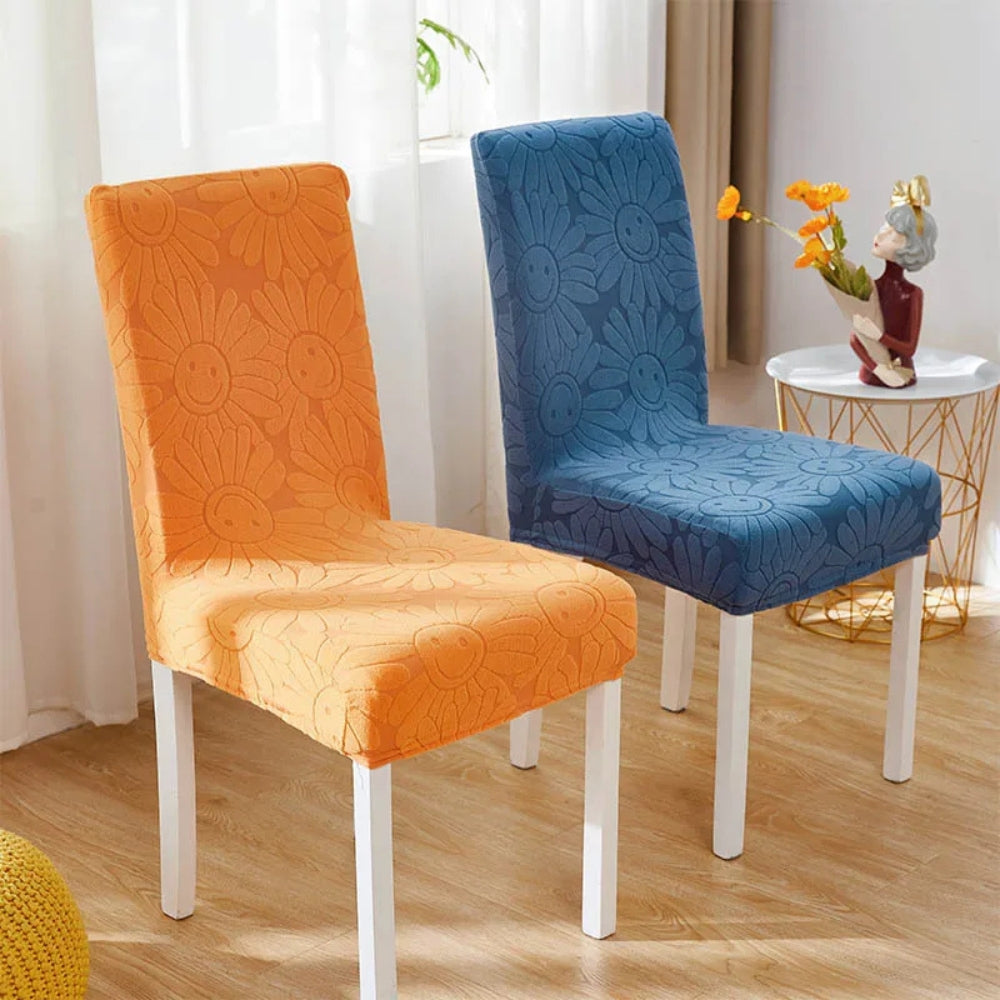 Stretch Chair Cover with Smiley Flower Design