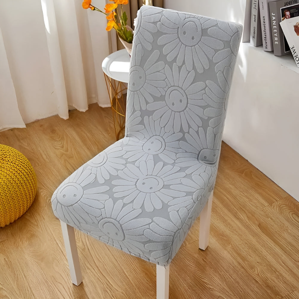Stretch Chair Cover with Smiley Flower Design