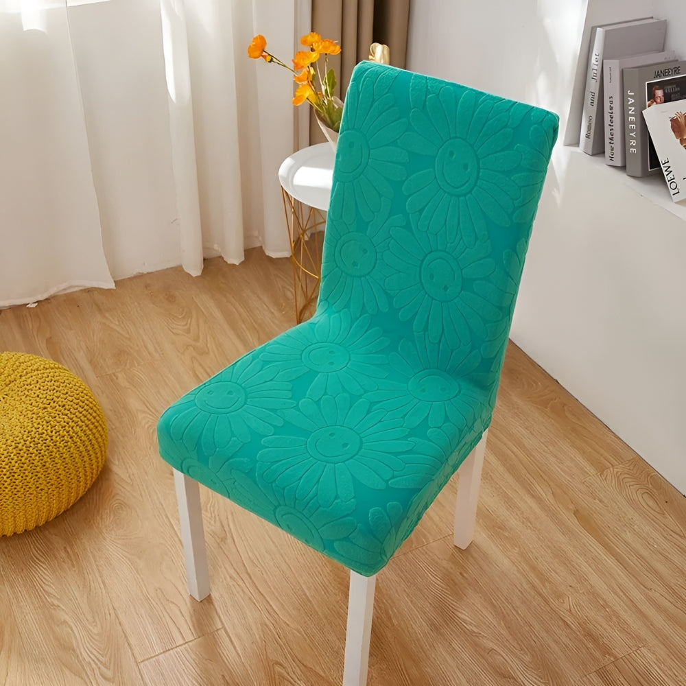 Stretch Chair Cover with Smiley Flower Design