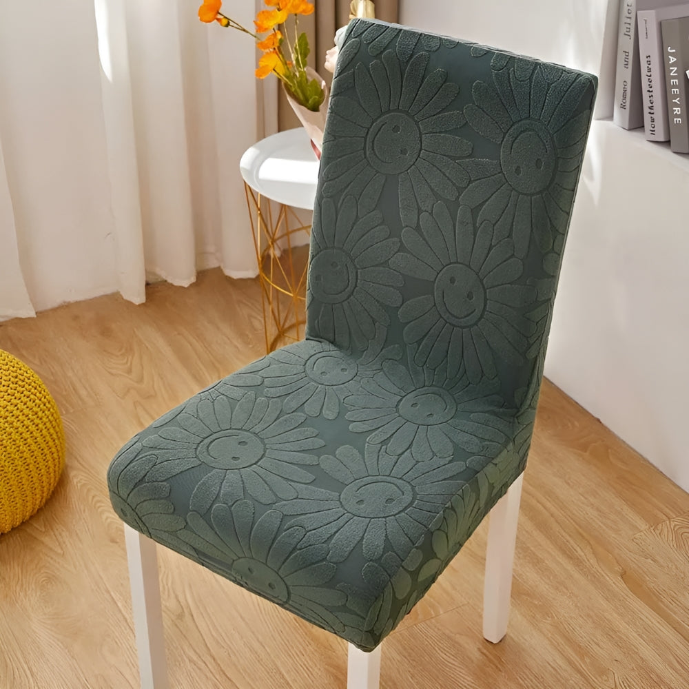 Stretch Chair Cover with Smiley Flower Design