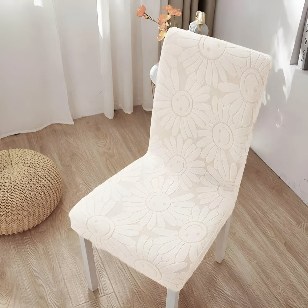 Stretch Chair Cover with Smiley Flower Design