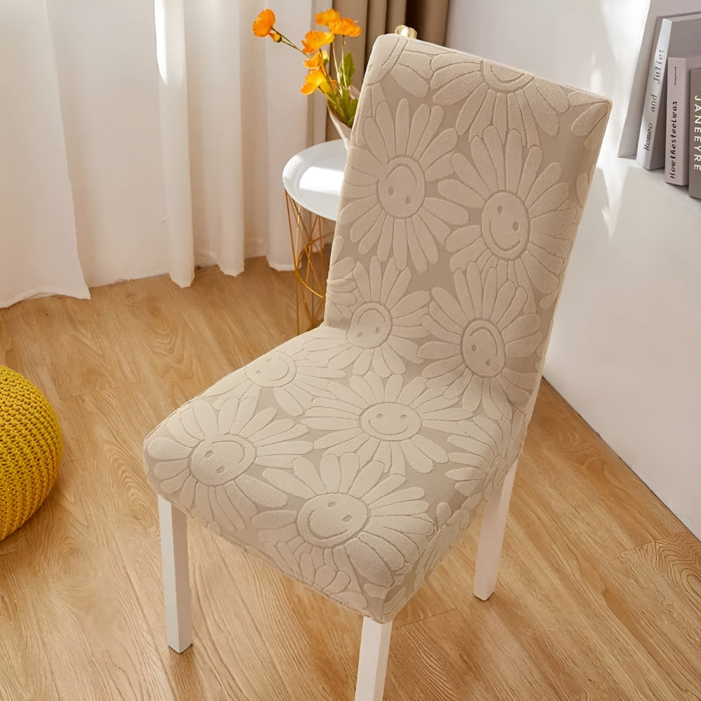 Stretch Chair Cover with Smiley Flower Design