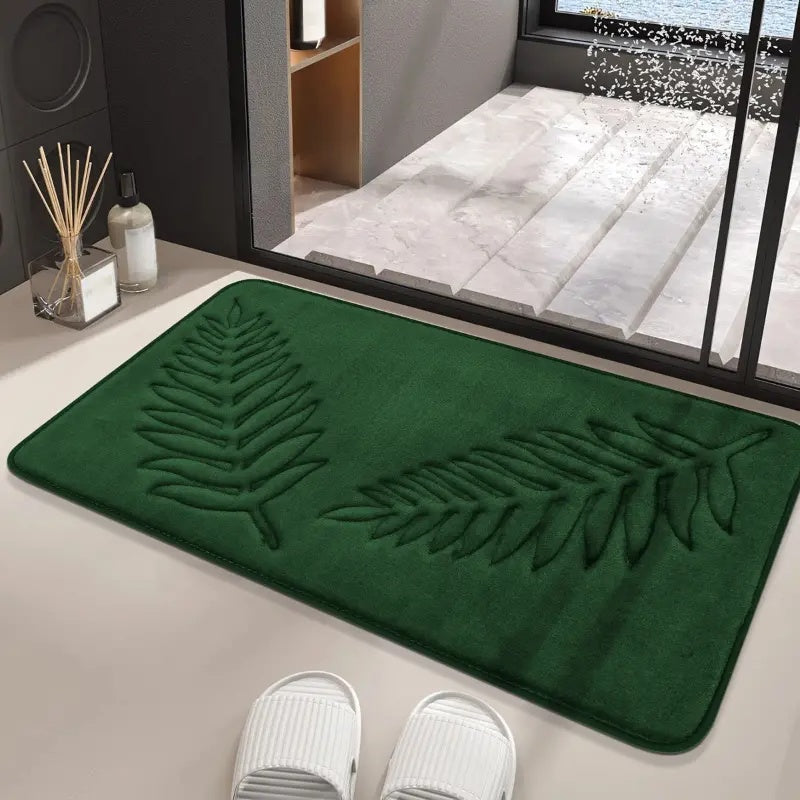 Lush Leaf | Plush memory foam non-slip bath mat set 1