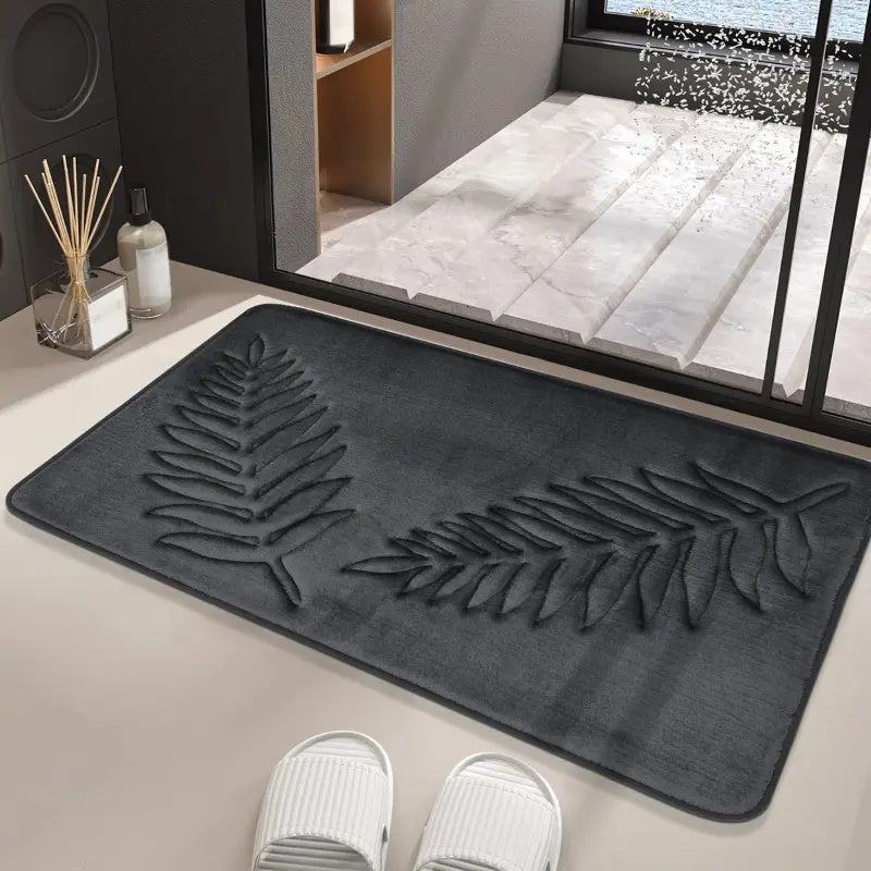 Lush Leaf | Plush memory foam non-slip bath mat set 4