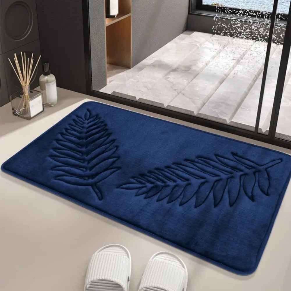 Lush Leaf | Plush memory foam non-slip bath mat set 5